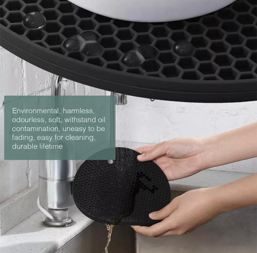 Silicone Round Heat Resistant Mat/Non-slip Pot Holder/Table Place Mat/Mat Preventing Spilling. 