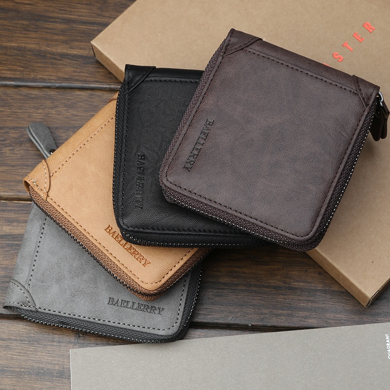 Baellerry Casual Style Zipper Men Wallets Card Holder Small Wallet Male Synthetic Leather Man Purse  Pur's Carteira. 