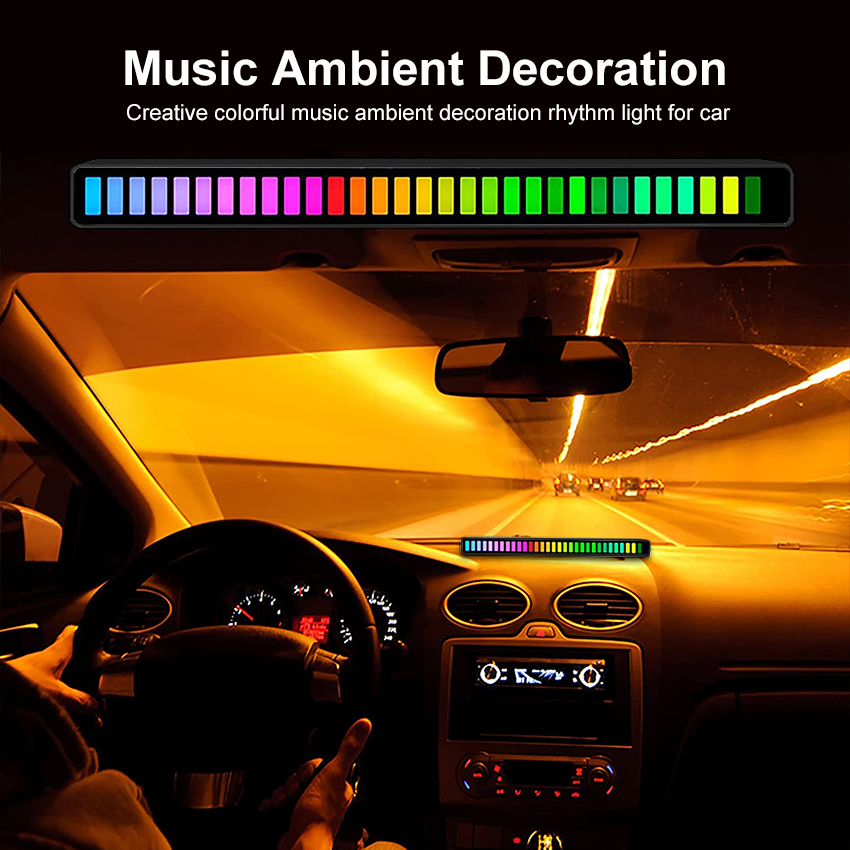 Auoyo RGB Pickup Light Car Mounted Music Spectrum Light Voice Control Rhythm Light Car Ambience Light Desktop Light Net Red Light Creative Music Spectrum Rhythm Lamp. 