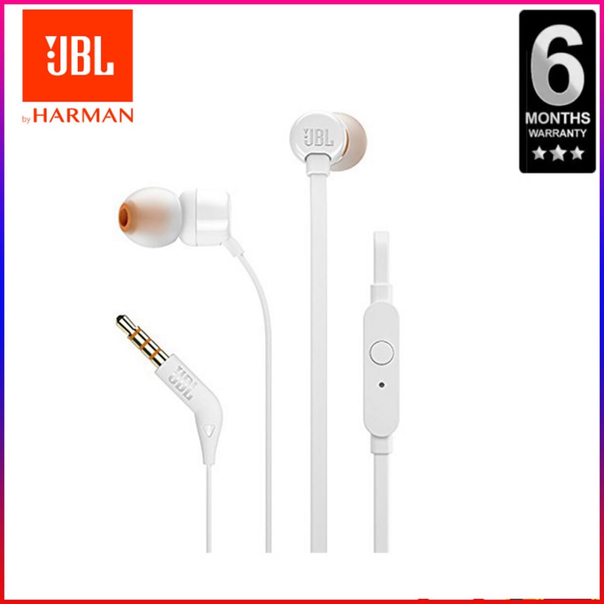 JBL T110 Wired Earphone handfree Headset Branded for Music (Authentic JBL- Serial can be verified on JBL Official Site). 