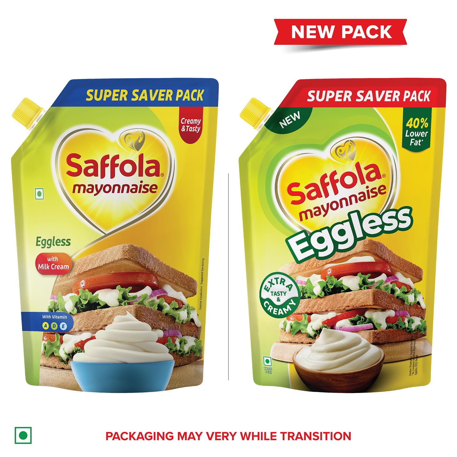 Saffola Mayonnaise Eggless | Extra Creamy & Tasty, 700/750g | Veg Mayonnaise for sandwich, wraps, pastas, burgers & a dip (FROM INDIA) SAB. 