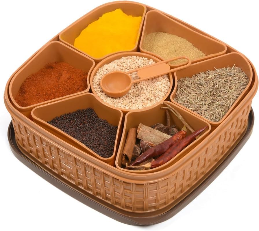7 Section Plastic Masala Box – 14x16x7cm, 160g | Daraz.lk