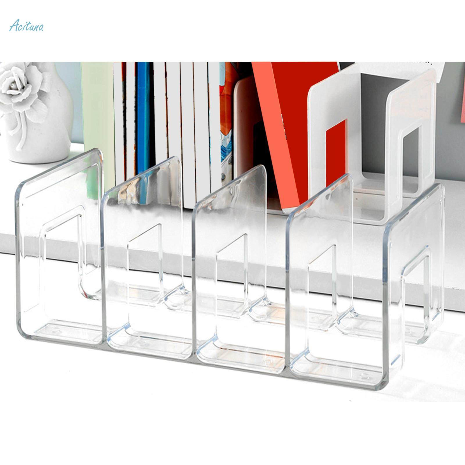 Book Stand Four Section Sturdy Acrylic Bookends Handbag Divider Shelf