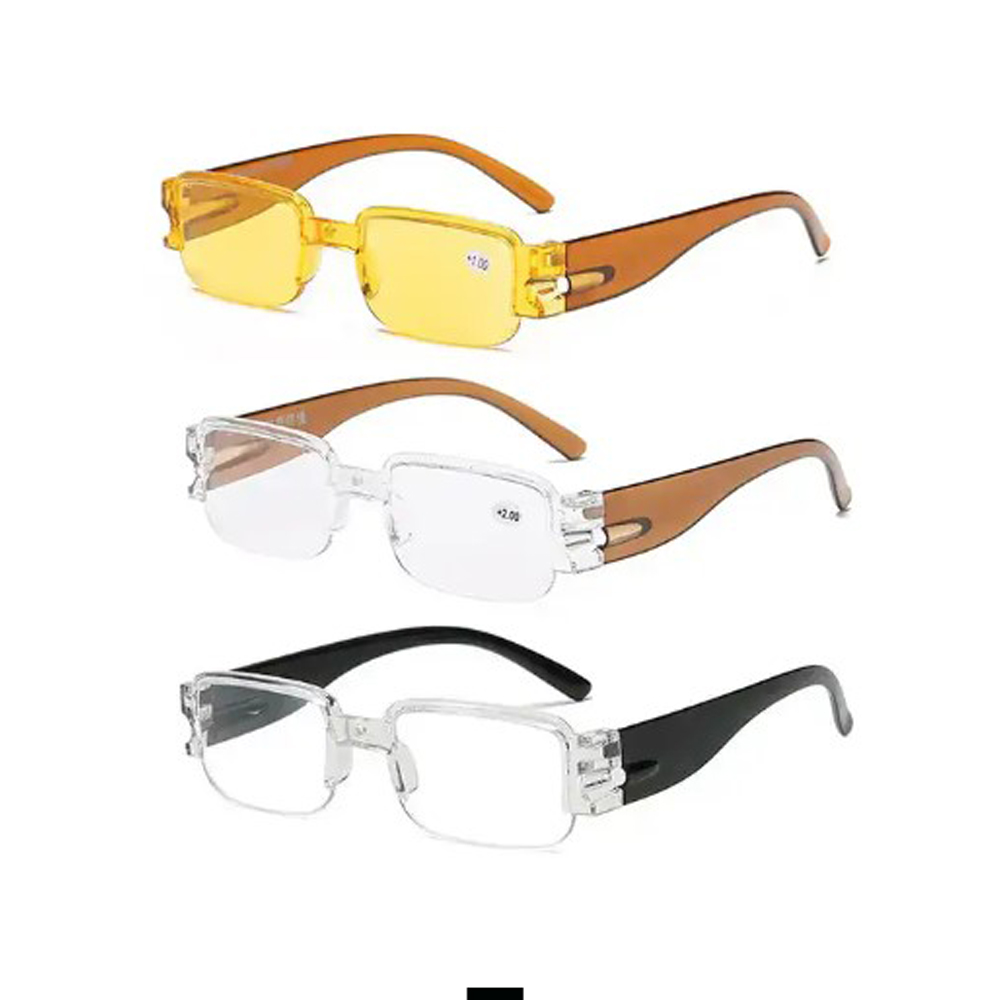Eye Power +2.5 Reading Glasses Zoom Glasses Half-rim Frame Eyeglasses Reading Lens Glass Reader Glass H-1-3G +2.5 Yellow-160 L