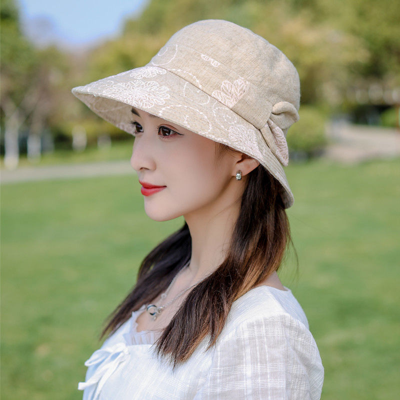 Middle-Aged and Elderly Women's Hat Spring Autumn Summer Thin Breathable Sun-Proof Wide Brim Bucket Hat Sun Protection Fashion Sun Hat Mom Style Hat. 