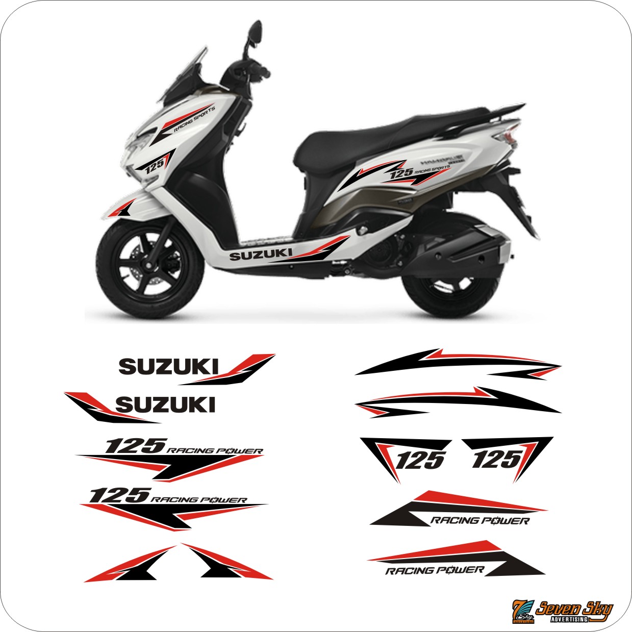 Suzuki Burgman Bike Stickers Full Set Double Side PVC & Luminous High Quality Plotter Cutting Modify Stickers