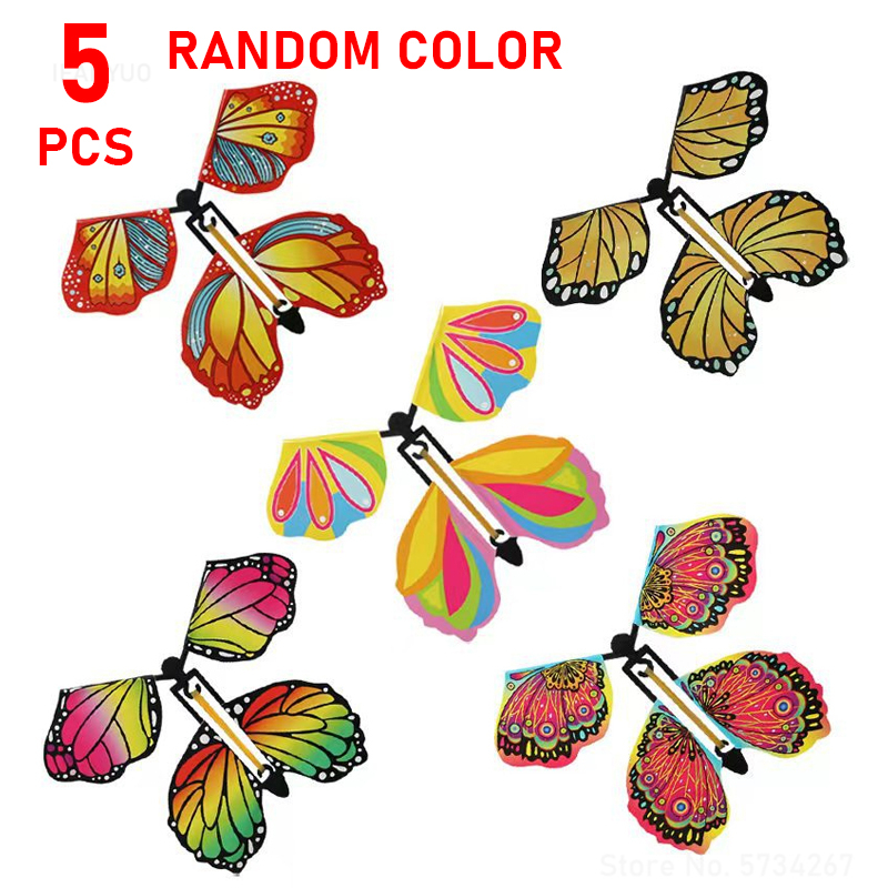 1/5/10PCS Magic Flying Butterflies Clockwork Rubber Band Powered ...