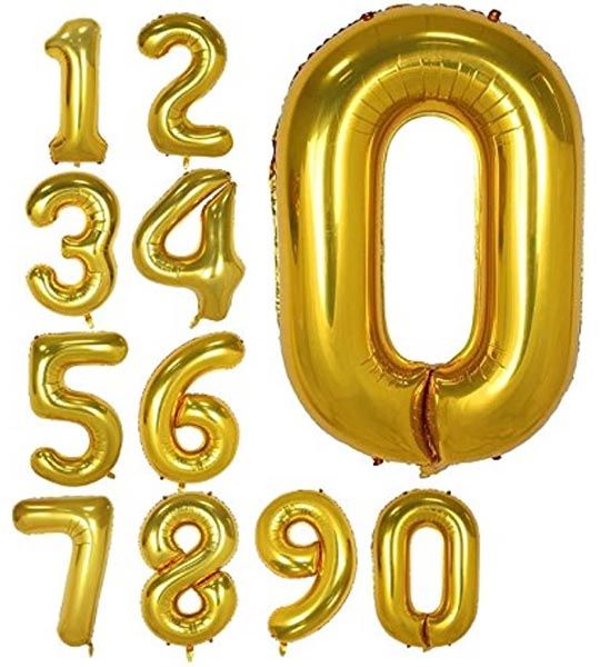 16" Foil Numbers Gold Balloon Numbers 0 - 9 Birthday Party