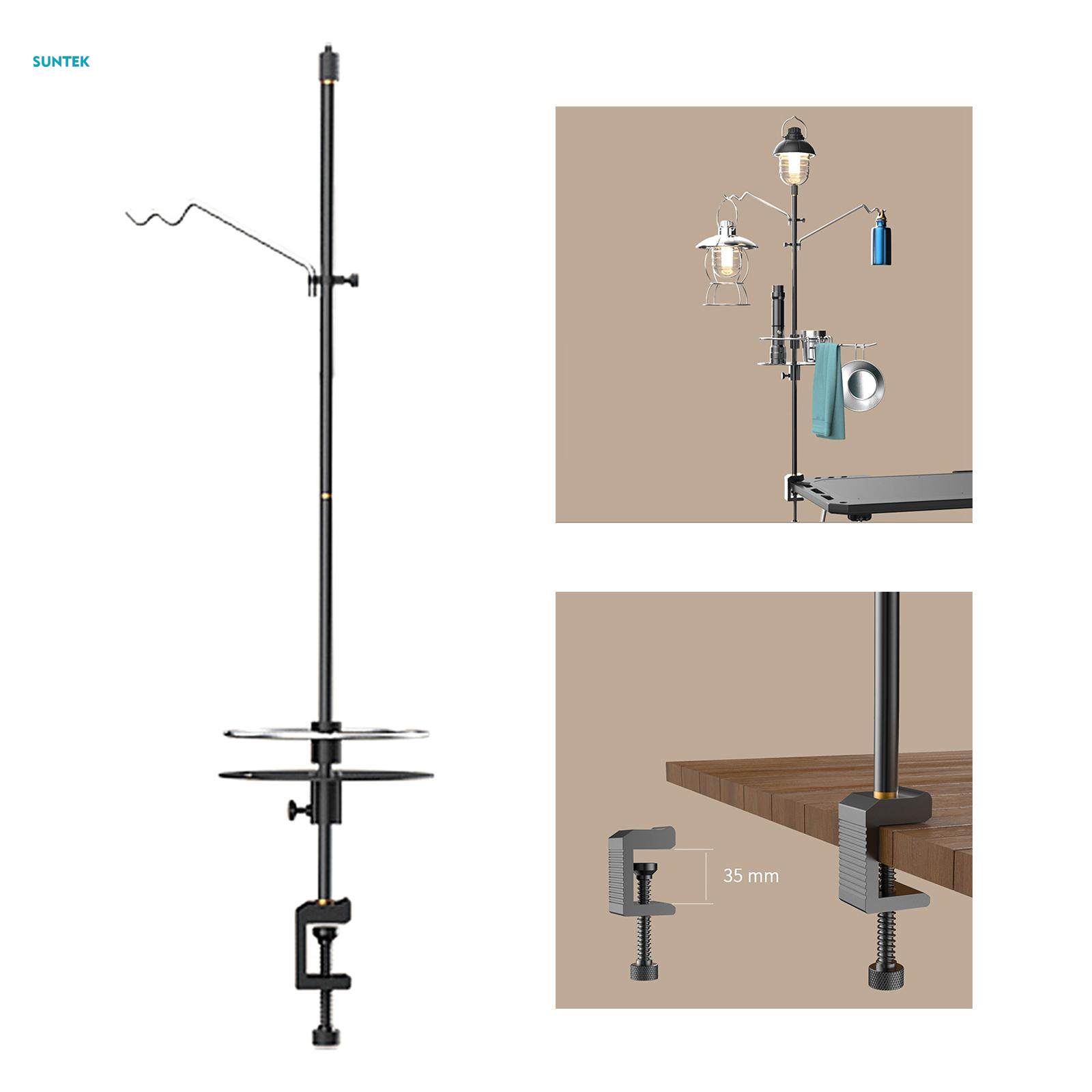 Camping Lantern Stand, Lantern Pole Hanger, Detachable Adjustable Light Holder, Camping Light Pole, for Fishing BBQ Backpacking Traveling Garden. 