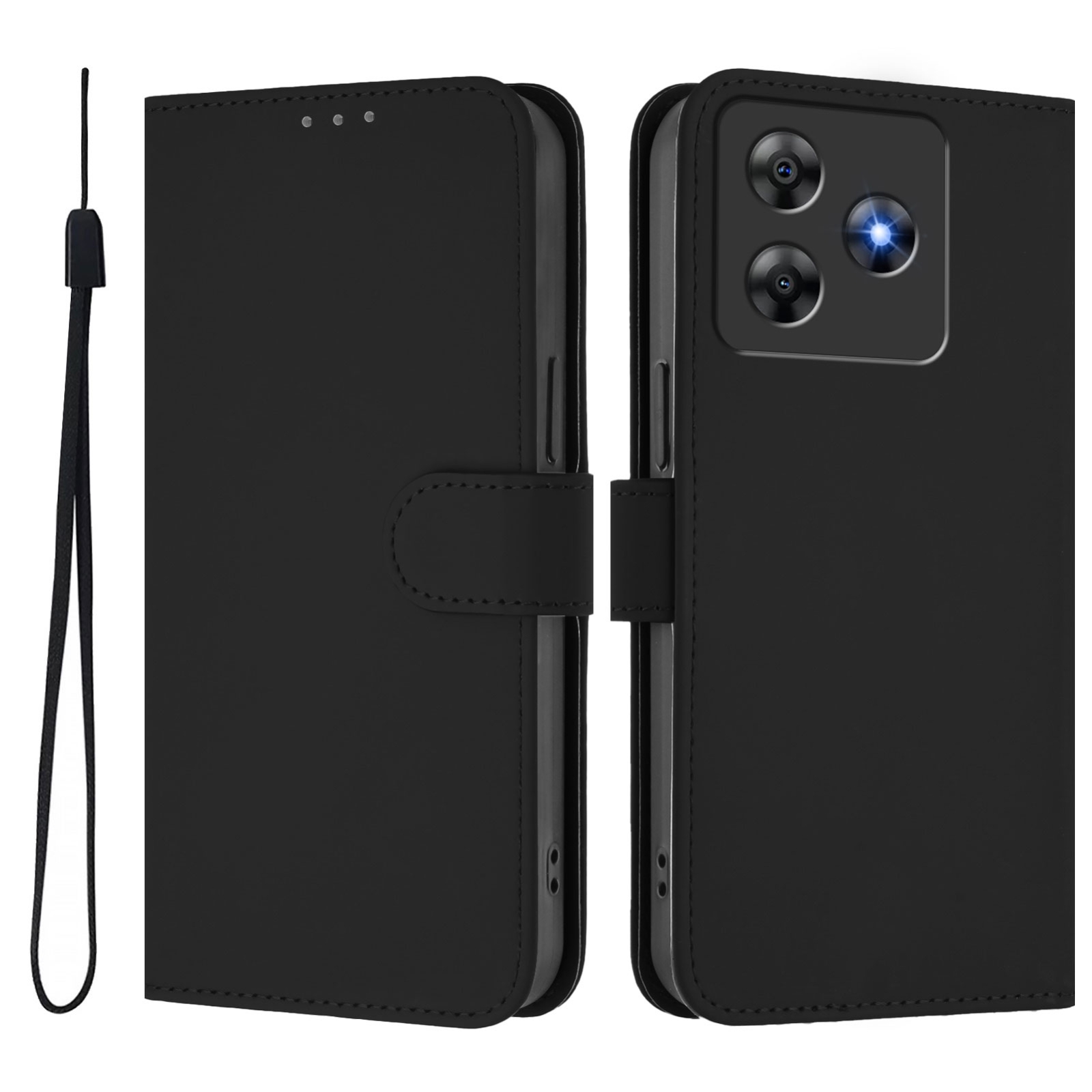 Custodia Pelle Blackview Oscal Modern 8 / Color 8 Flip Case Nero Wallet