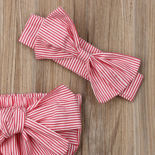 Newborn Kids Baby Girls Off Shoulder Striped Bodysuit With Big Bow Summer Babygrow Jumpsuit Outfits Wholesale. 