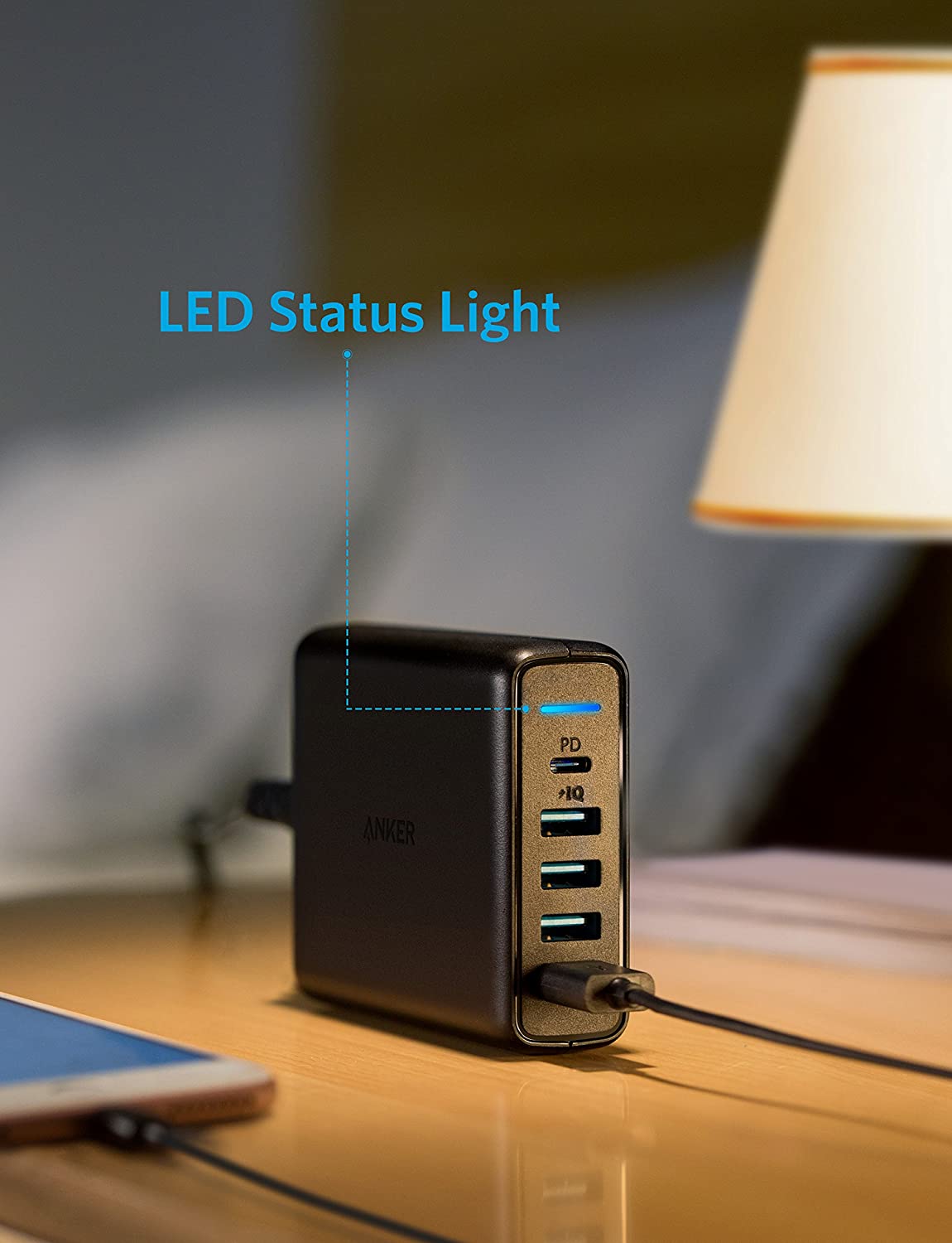 Anker Premium USB C Wall Charger, 60W 5-Port Desktop Charger with One 30W Power Delivery Port for MacBook Air 2018, Ipad Pro 2018, S10, and 4 Poweriq Ports for iPhone Xs/Max/XR/X/8, S9/S8 and More 100% Genuine ( 06 Months Official Warrenty ). 