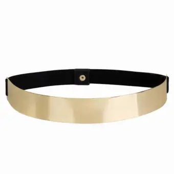 Women Elastic Metal Waist Belt Metallic 