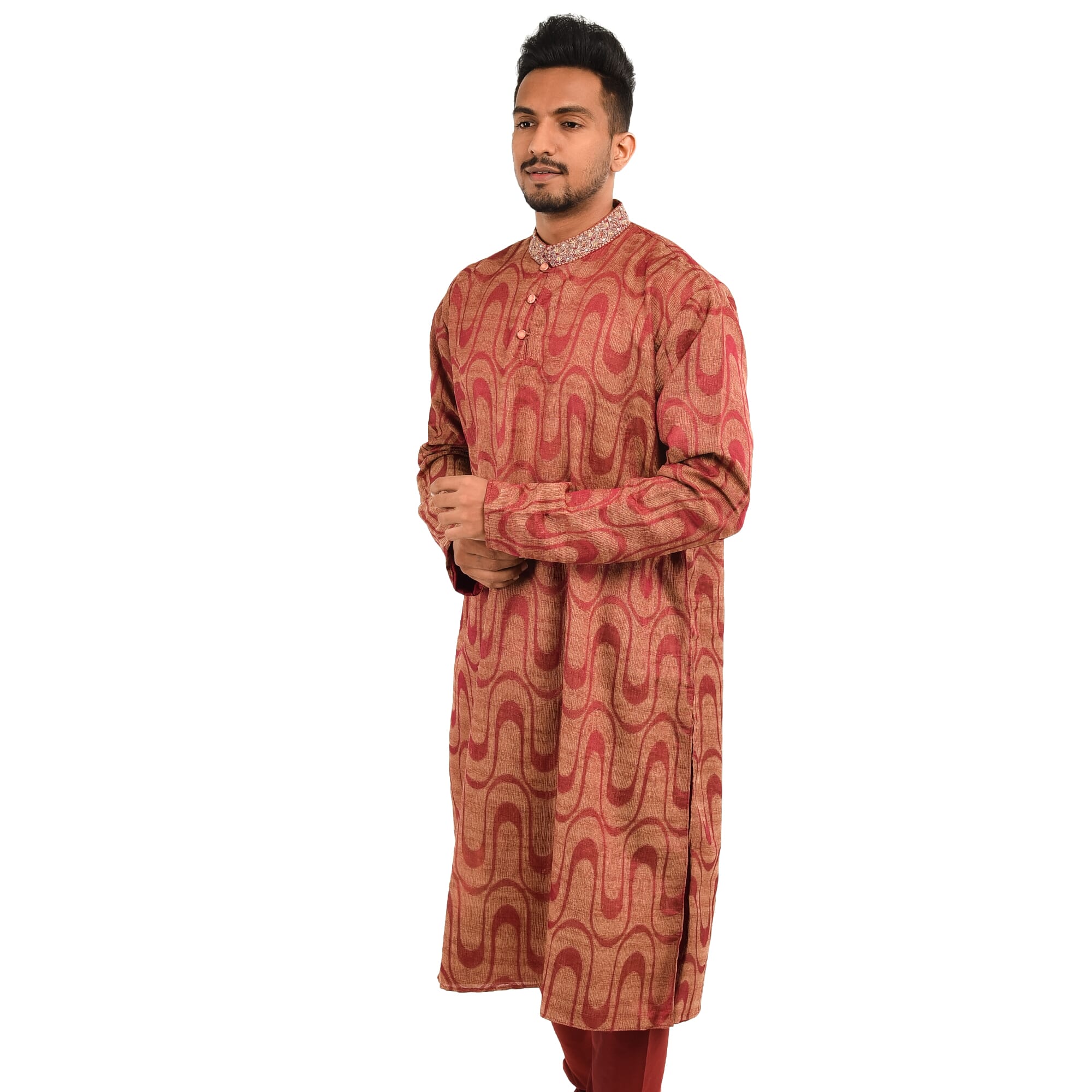 Male Long Sleeve Kurta Rich Fashion Wear - Full Set. 