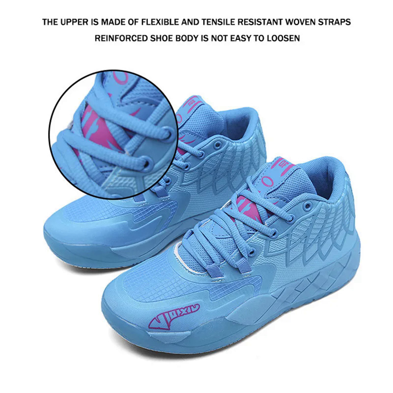 L Melo 1.0 Style Basketball Shoes for Uni Flame Kids Sneakers Breathable Mid Cut Men's Basketball Shoes Sports Training Boots. 