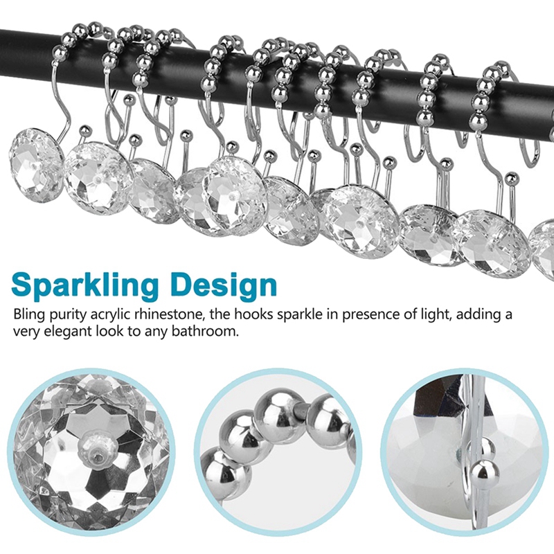 12pcs Stainless Steel Rhinestone Shower Curtain Hook Transpa Acrylic Color Double Galactic Best S In Srilanka Daraz Lk 12pcs Stainless Steel Rhinestone Shower, Sparkle Shower Curtain Hooks