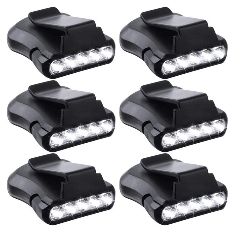 6 Pcs Clip Headlight 5LED Rotatable Cap 
