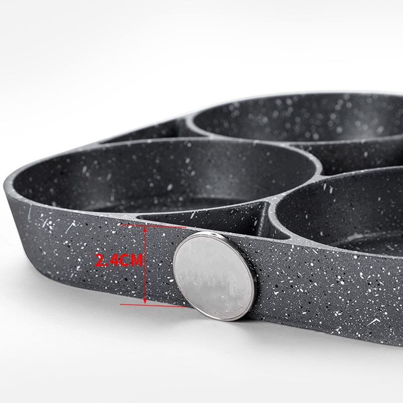 4-Hole Omelet Pan for Burger Eggs Ham PanCake Maker Frying Pans Non-Stick No Oil-Smoke Breakfast Grill Wok. 