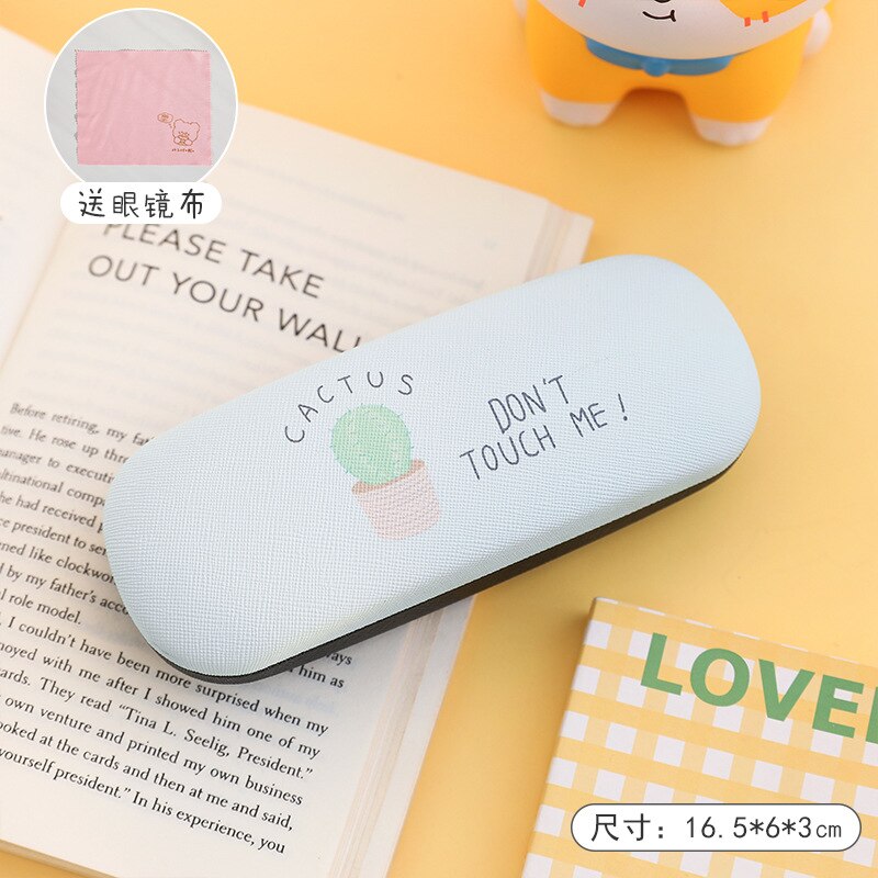 Ins Cute Cartoon Pattern Folding Glasses Case Men Women PC Leather Sunglasses Case Fashion Portable Eyewear Protector Cover