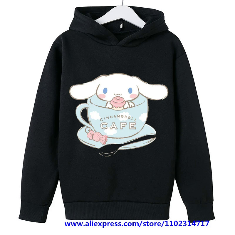 New MINISO Cinnamoroll Hoodie Kids Clothes Girls Sweatshirts Spring Boys Long Sleeves Hoodies Sanrio Cartoon Hooded Tops. 
