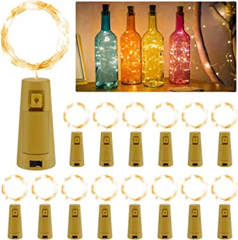 Bottle Lights with Cork,2M 20 LED Copper Wire Battery Operated Wine Bottle Fairy Light for Gift DIY LED String Lights for Indoor Bedrooms Birthday Wedding Halloween Christmas Decoration. 