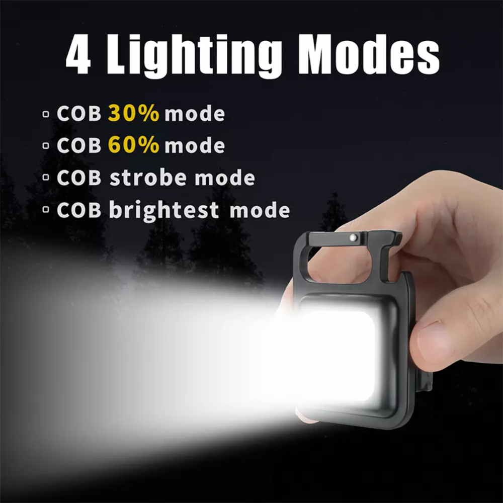Mini Magnetic COB Keychain Light Lumens Bright USB Rechargeable Flashlight 3 Light Modes Portable Folding Bracket Work Lamp. 