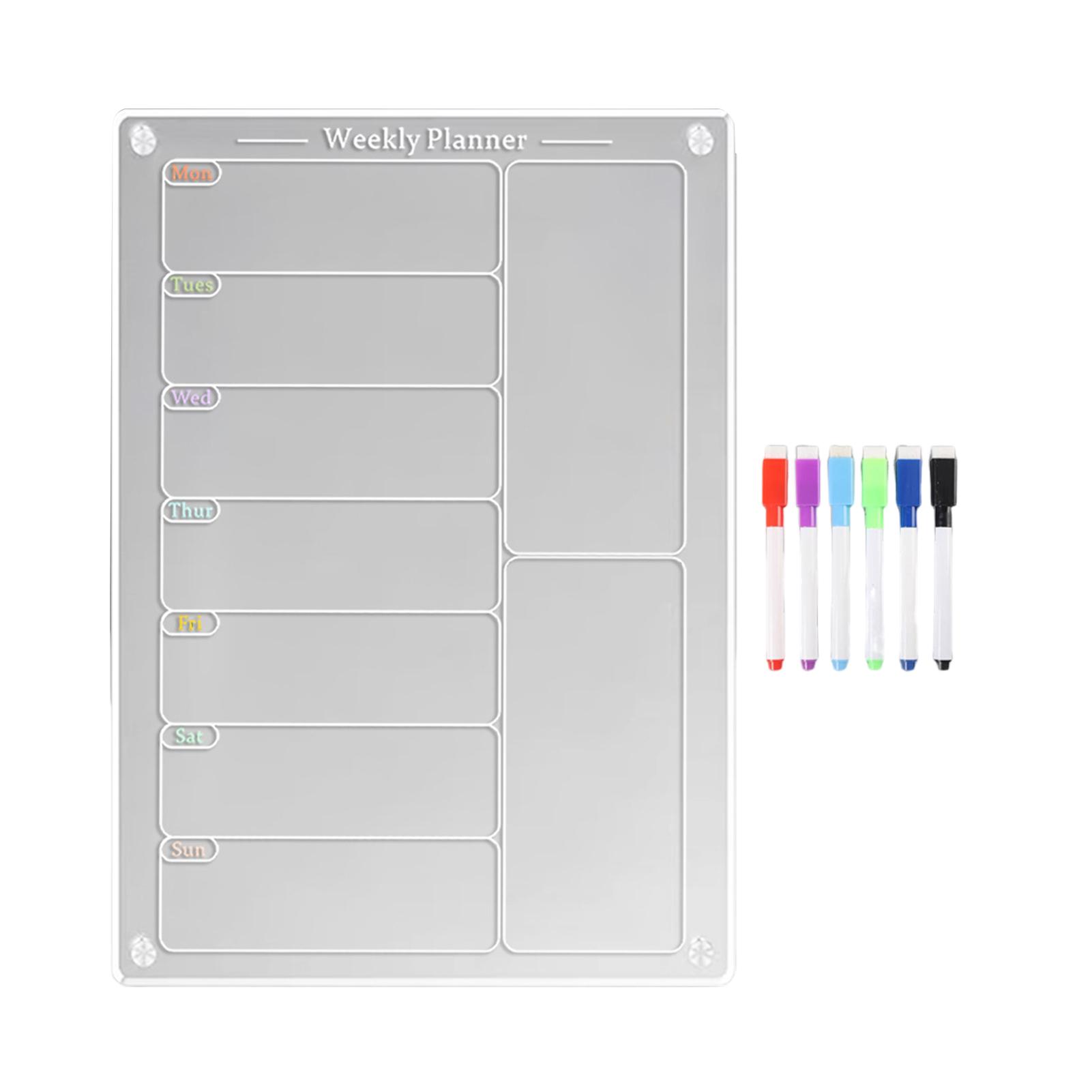 Penasfe Refrigerator Planning Board Clear Magnetic Weekly Meal Planner Whiteboard for Kitchen Fridge Easy to Erase Menu Board with Scratch-proof Surface Organize Week Efficiently Kitchen Memo Board