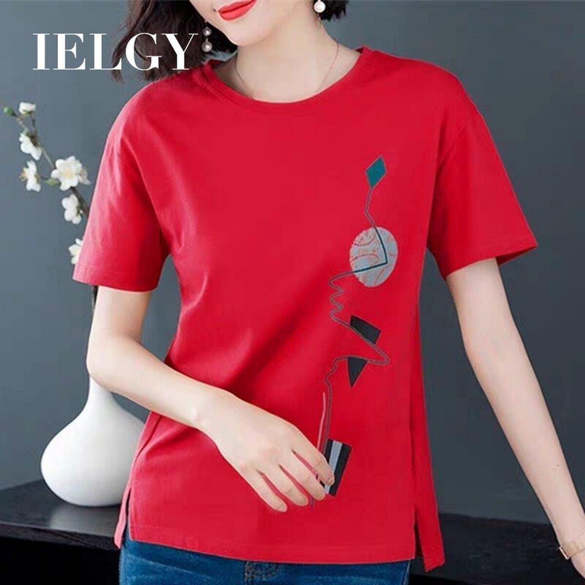 IELGY Short-sleeved t-shirt women loose 