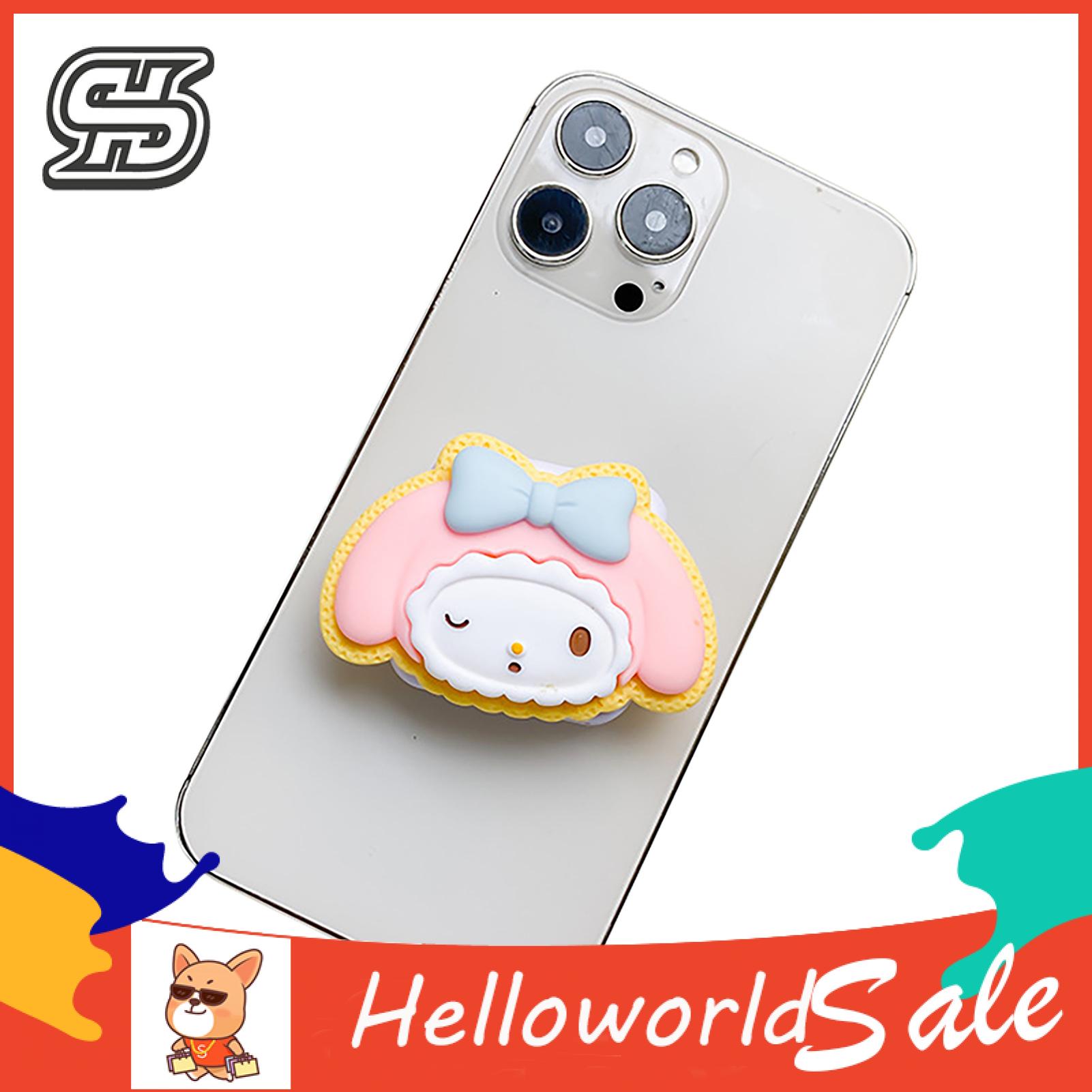 HelloWorld Phone Grip Holder Foldable Cartoon Pink Dog Cellphone Finger Support Holder. 