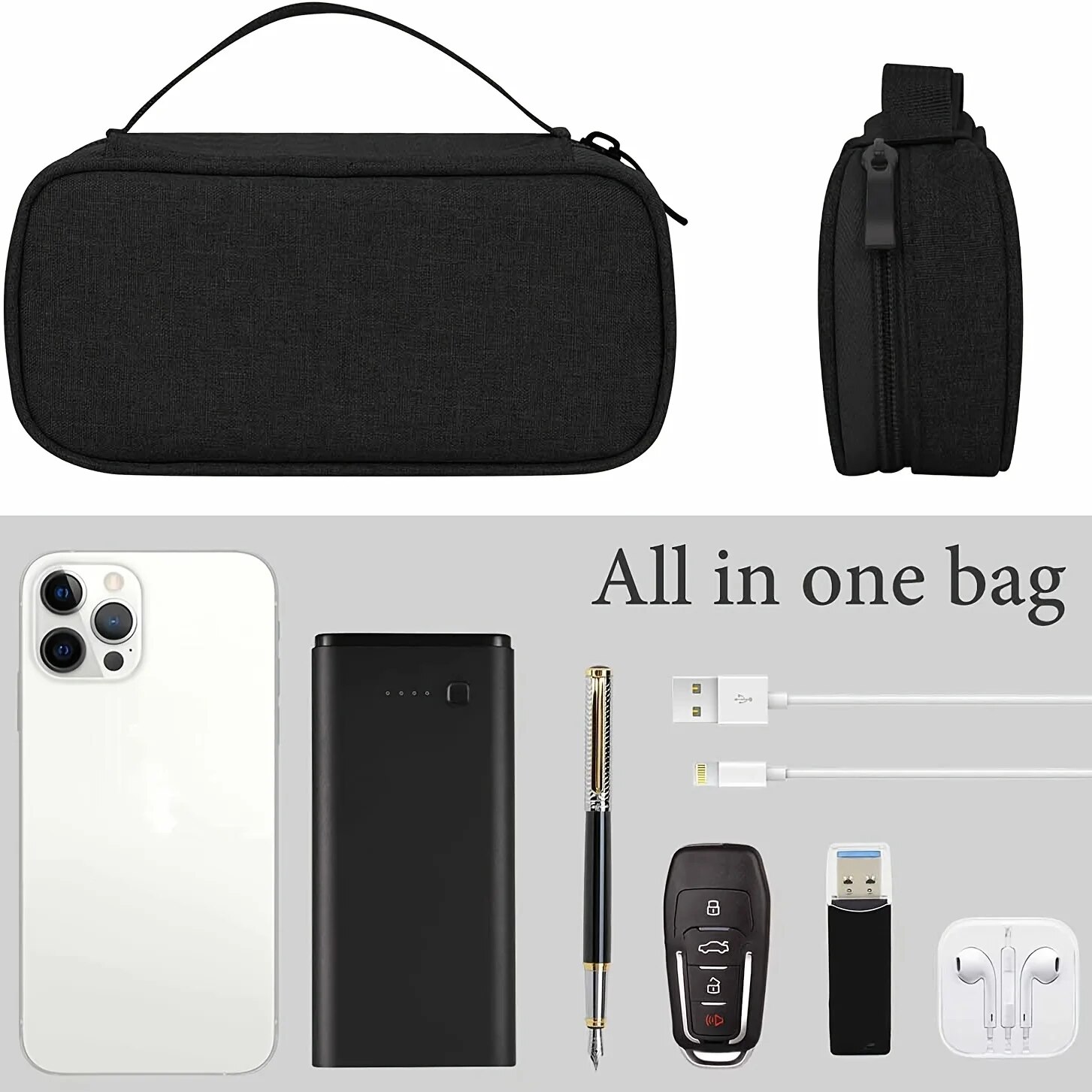 【Miga Plaza】Electronics Travel Organizer Portable USB Flash Drives Accessories Case Dustproof Cord & Phone Storage Bag. 