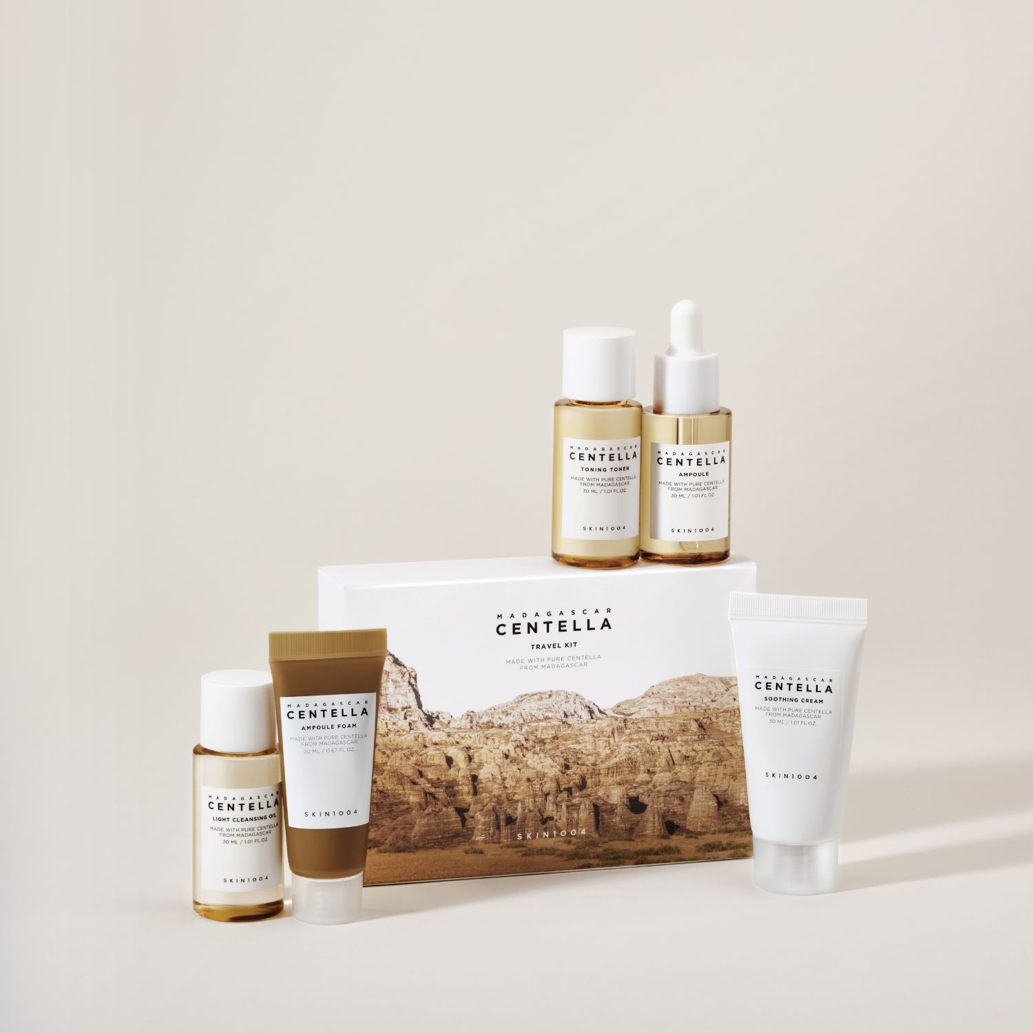 [SKIN1004 OFFICIAL]  Madagascar Centella Travel Kit | The Ultimate 5 Travel-size Skincare Set. 
