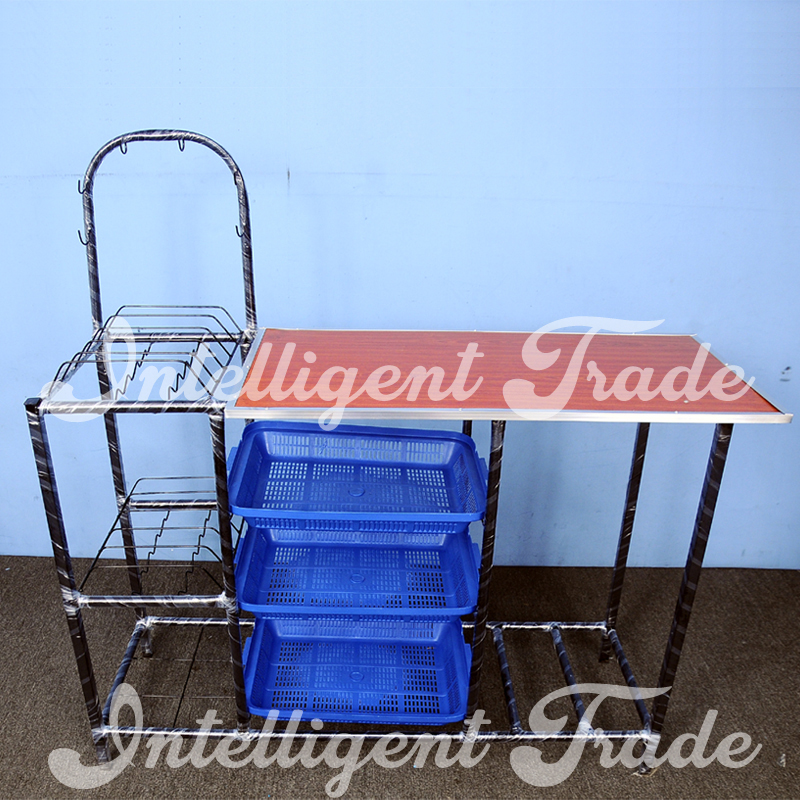 Gas Cooker/Stove Table Stand Kitchen Organiser Rack with Plate Rack