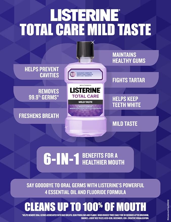 Listerine Total Care Mouthwash Mid Taste - 250ml 500ml. 