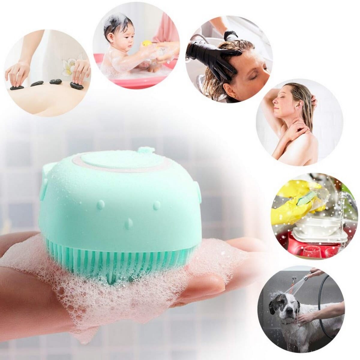 Silicone Exfoliating Bath & Shower Brush, Soft Silicone Sponge Body ...
