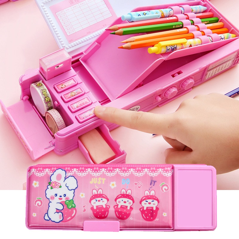 【HOT】 Girl Cute Pencil Case Mechanical Deformation Combination Lock