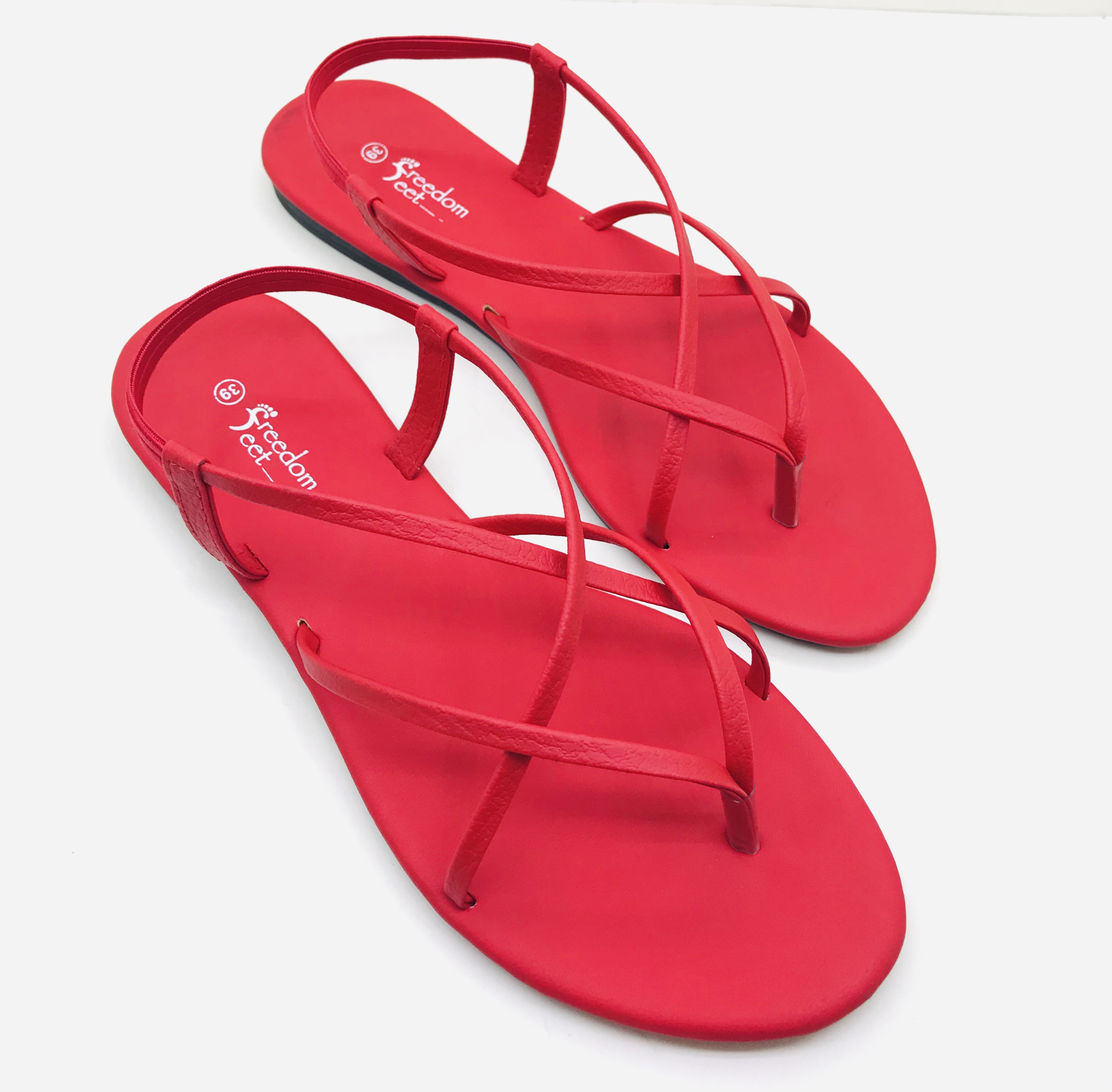 Freedom Feet High-quality Flat Ladies Red cross Sandals Gladiator