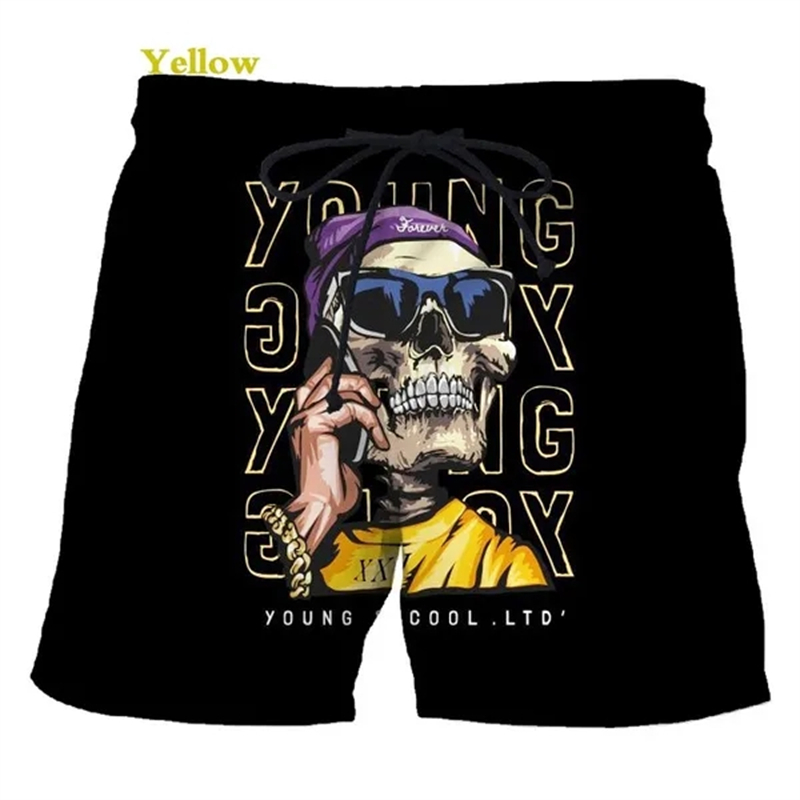 New Men's Fashion Skull 3D Printed Beach Shorts Pants Quick Dry Swim Shorts Skull Shorts For Men Plus Size Shorts For MenXS-4XL. 