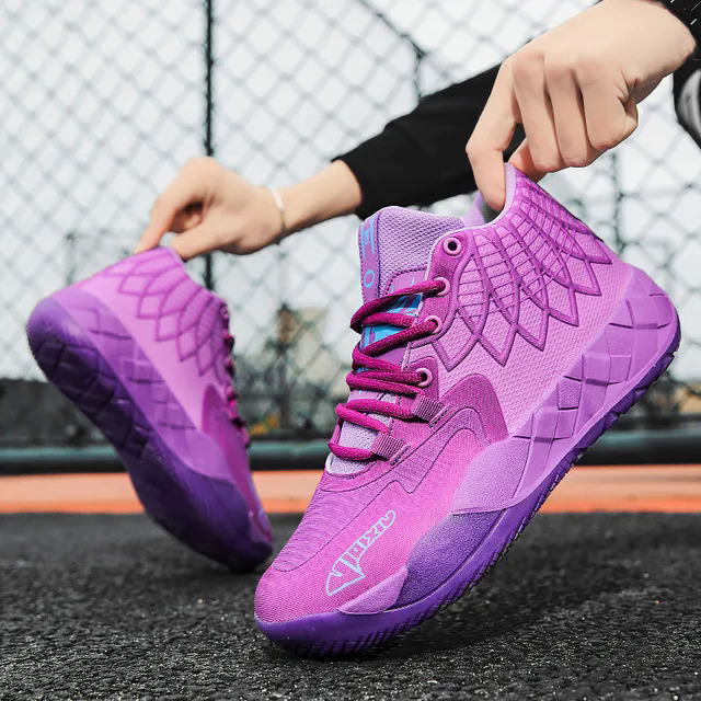 L Melo 1.0 Style Basketball Shoes for Uni Flame Kids Sneakers Breathable Mid Cut Men's Basketball Shoes Sports Training Boots. 