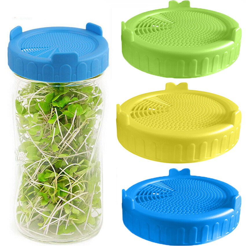 【ZOSR】86mm Plastic Wide Mouth Jar Sprouting Lid Mesh Sprout Cover For Mason Jar Plant Grow Seedlings Crop Germination Bottle Lid Hydroponic. 