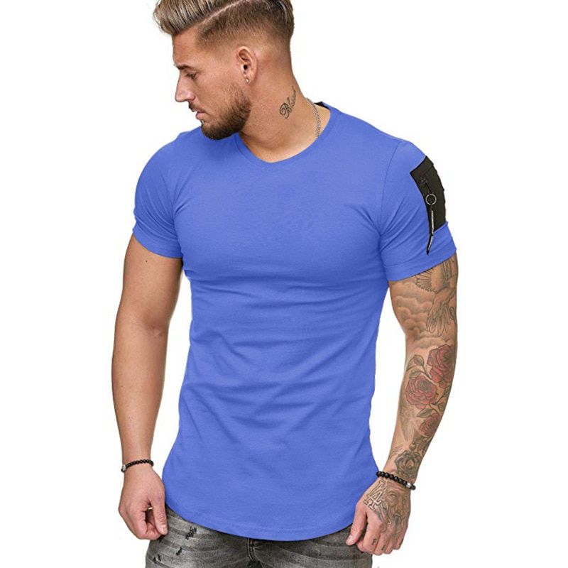 Short Sleeve Zipper Shoulder Streetwear 