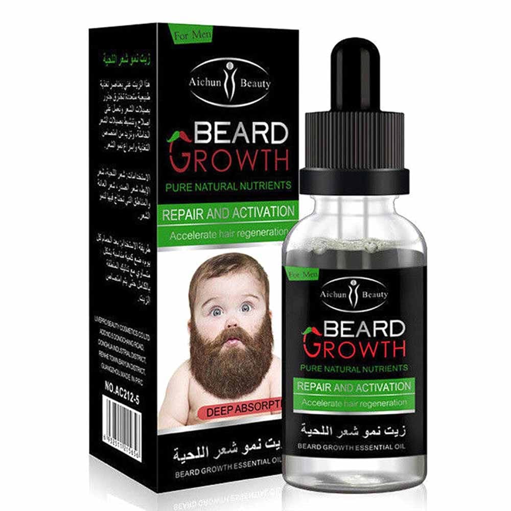 Men Liquid Beard Mustache Growth Essential Oil Fast Enhance Facial Whiskers 40ML