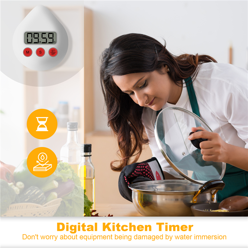 Digital Bathroom Clock Waterproof Shower Clock Timer White. 