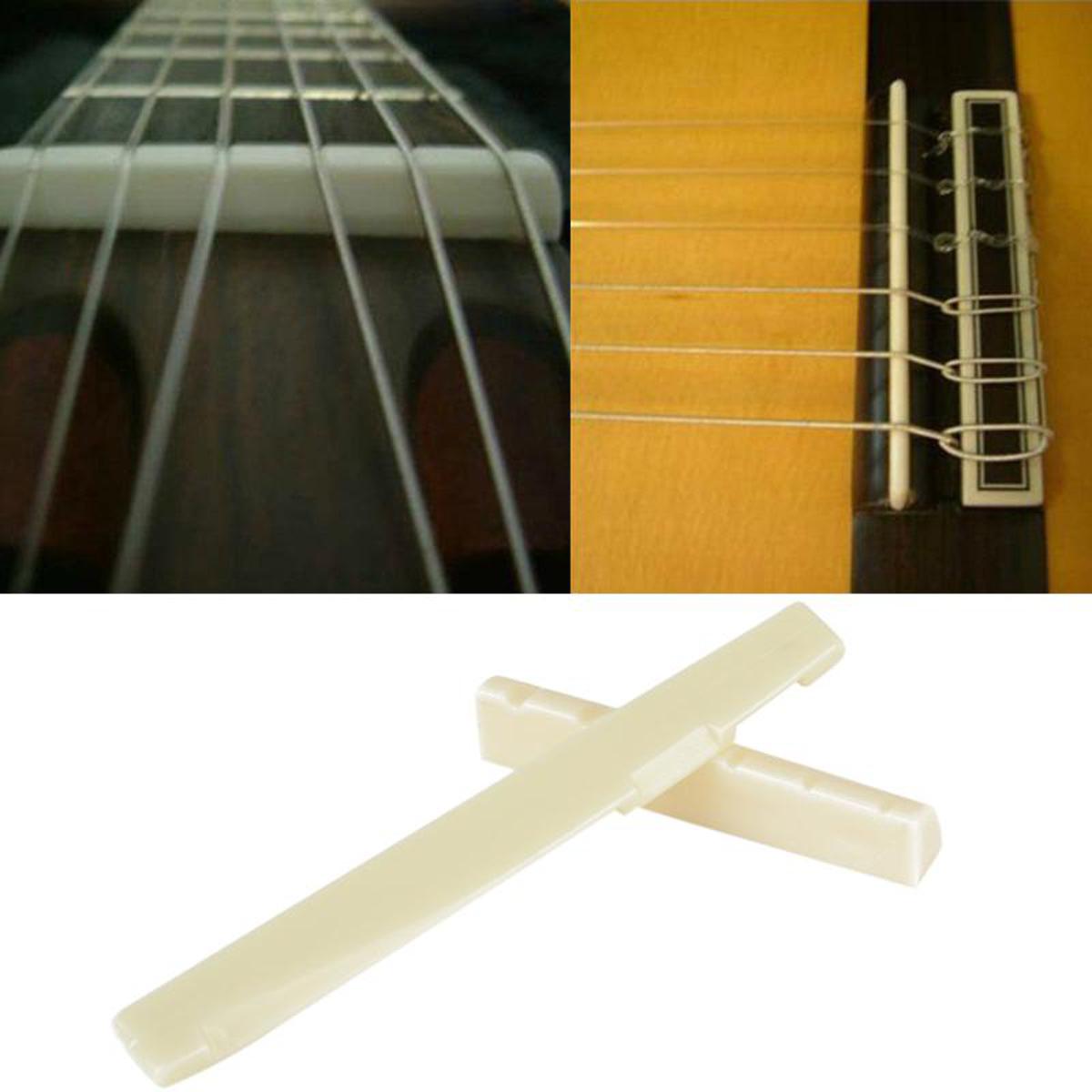 Fresh Buffalo Bone Bridge Saddle And Slotted Nut For 6