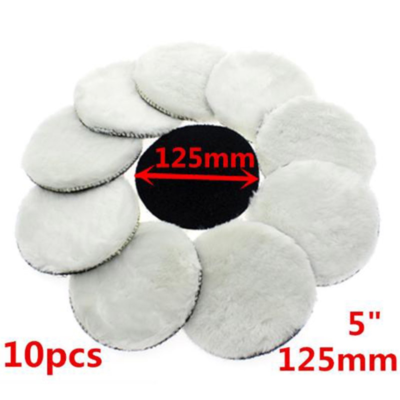 QUANBU 10 Pcs 125 Mm Car Polishing Pad 5 Inch Inch Polish Waxing Pads Wool Polisher Bonnet Car Paint Care Wool Polishing Pad