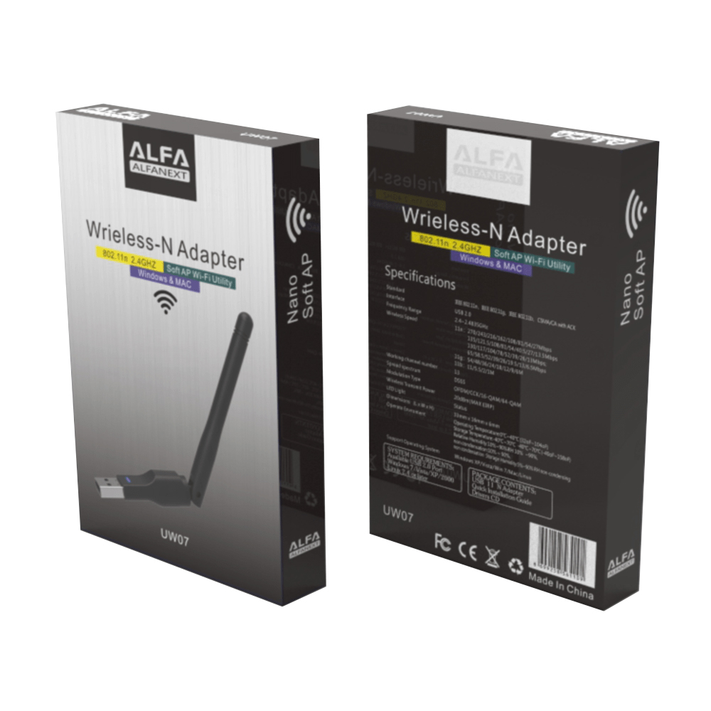 WiFi Adapter USB Wireless Alfa UW07 300mbps USB Wireless WiFi Adapter. 