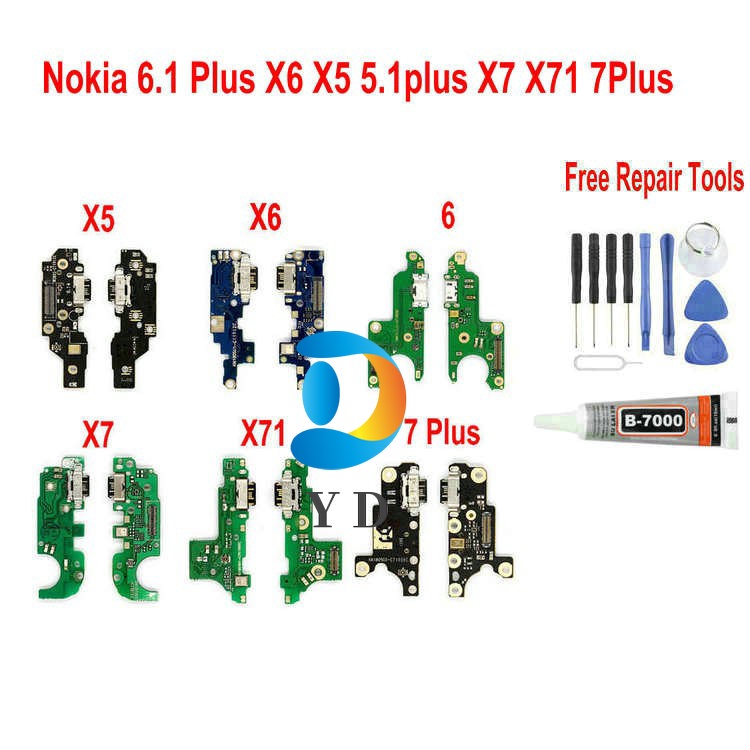 [ YD parts ] Charging port for Nokia X6 6.1 Plus 2018 X5 5.1 plus X7 X71 7Plus 8 8S 8.3 7.1 USB Dock Board Flex Cable Free Repair Tools