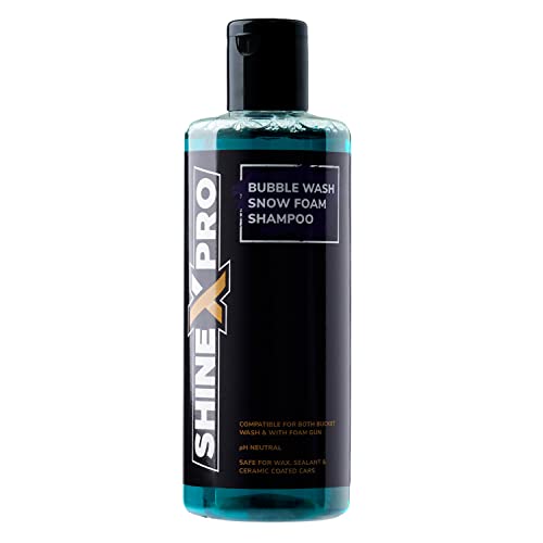 ShineXPro 300mL Foam Car Wash Shampoo Concentrate - pH Neutral, Thick Suds With Shine Enhancing Formula - Bubblewash Snow That Works With Both Bucket Wash And Foam Cannon(FROM INDIA)JEZ