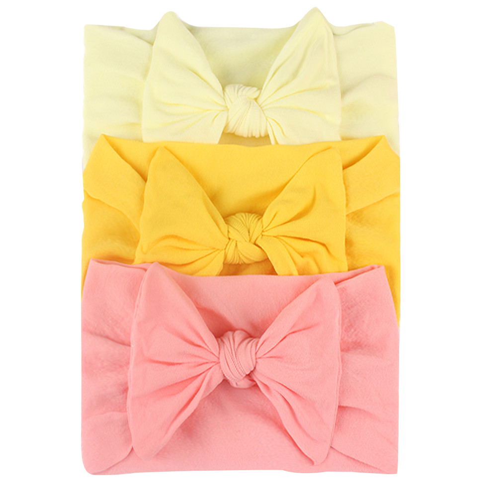 3Pcs Newborn Baby Headband Soft Bows Elastic Headbands Hair Band For Girls Solid Color Toddler Kids Turban Baby Hair Accessories. 