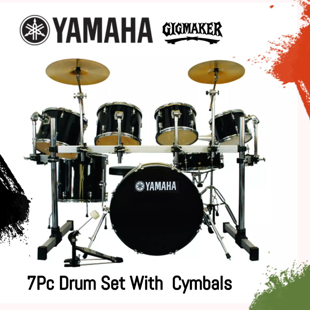 YAMAHA Rack Mounted 7 Pc Professional Acoustic Drum Set - Black | Daraz.lk