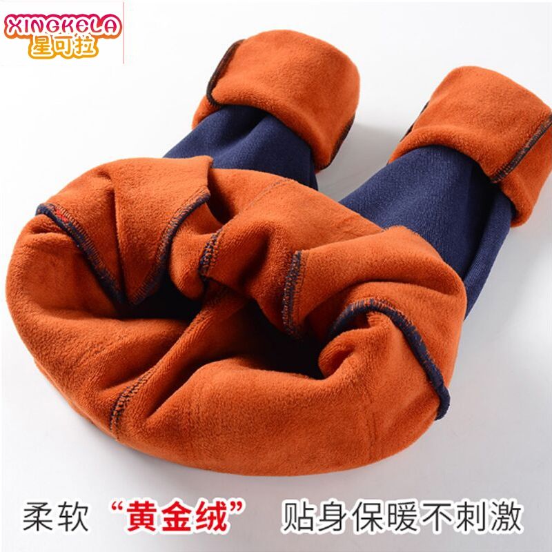 Girls' Winter Leggings Fleece-Lined Thickened Winter Wear Trousers Children's Wear Imitation Denim Pencil Warm Pants. 